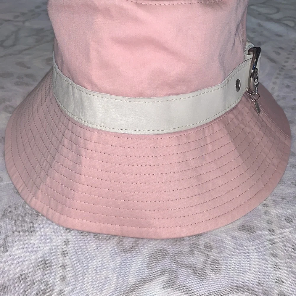 Coach Leather Trim Pink White Bucket Hat Summer - Picture 4 of 8